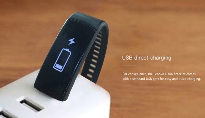 Lenovo HX06 Smart Braceletはケーブル不要で充電可能です。