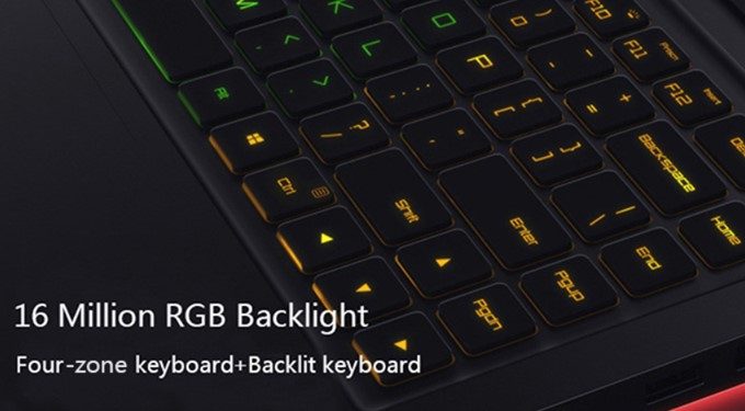 Xiaomi Mi Gamingは1600万色のバックライトカラーに対応しています。4つのブロックで異なるカラーを設定できるので、カラフルなグラデーションカラーもOKです。