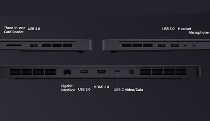 Xiaomi Mi Gamingは拡張端子も豊富。本体が大きいので拡張端子も多数備わっています。