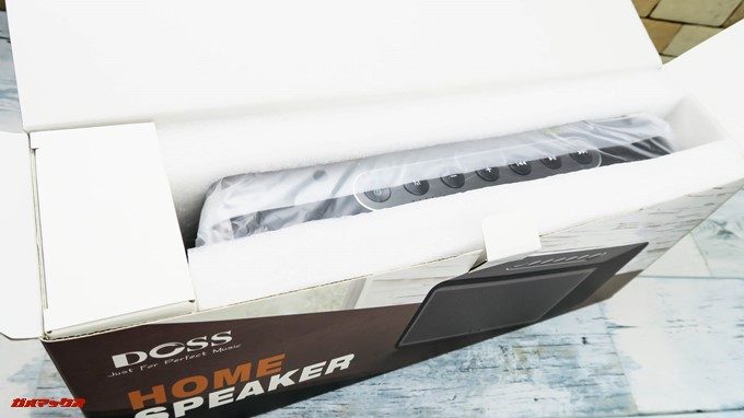 DOSS Sound Box XLは丁寧な梱包で届きました。緩衝材でガッチリ守られているので運輸時の破損からも守ってくれます。