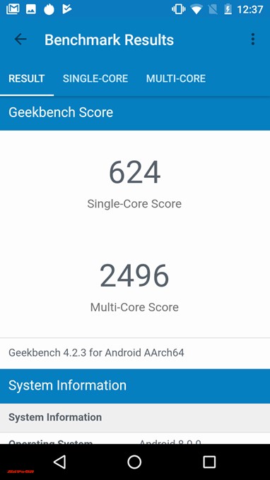 Geekbench 4のFLEAZ BEATのシングルコア性能は624点！マルチコア性能は2496点！