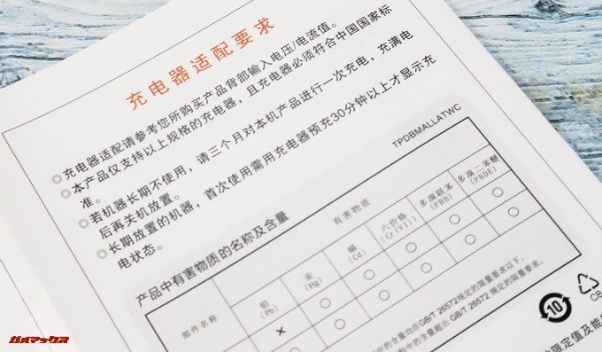 Teclast F7の取扱説明書は日本語は含まれていませんでした。