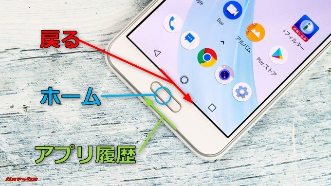 AQUOS sense plusは指紋認証を利用してナビゲーションキーの役割をタップやスライドで操作出来ます。