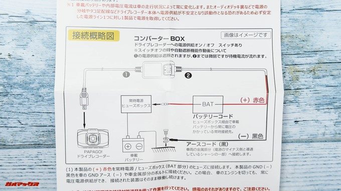 スイッチ付きスマート電源コードの取扱説明書には配線図も掲載されていました。