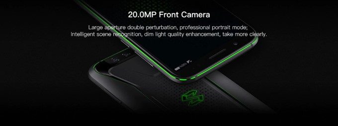 Black Shark国際版はフロントカメラも2000万画素に対応しています。