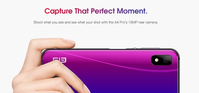 Elephone A4 Proは1600万画素のシングルカメラを搭載しています。