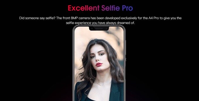 Elephone A4 Proのインカメラは専用設計の800万画素カメラを搭載!