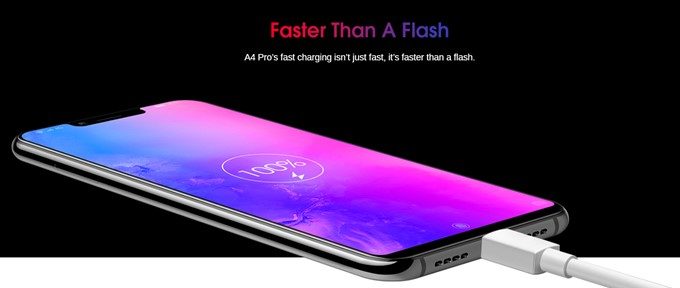 Elephone A4 Proは5V2Aの高速充電ですが、特別早いというわけではありません