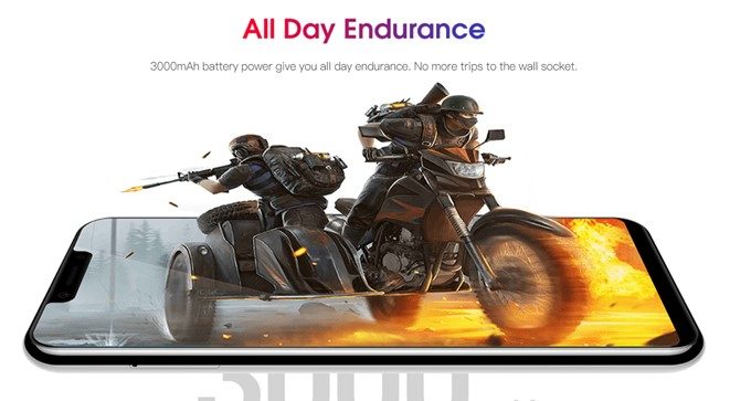 Elephone A4 Proは3000mahのバッテリーを搭載しています