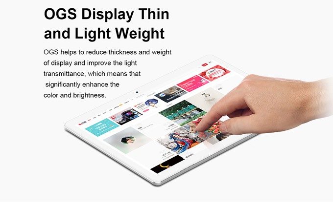 Teclast A10Hは光の乱反射が少なく発色の良いOGSディスプレイを搭載しています。