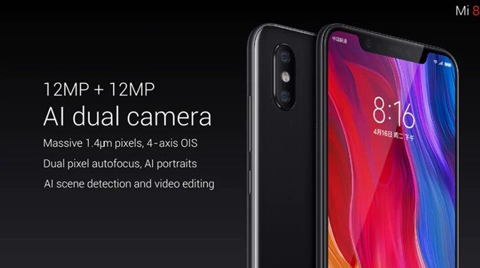 Xiaomi Mi 8はAIデュアルカメラを搭載。片方のカメラは光学ズームレンズを搭載した機能拡張型となっています。