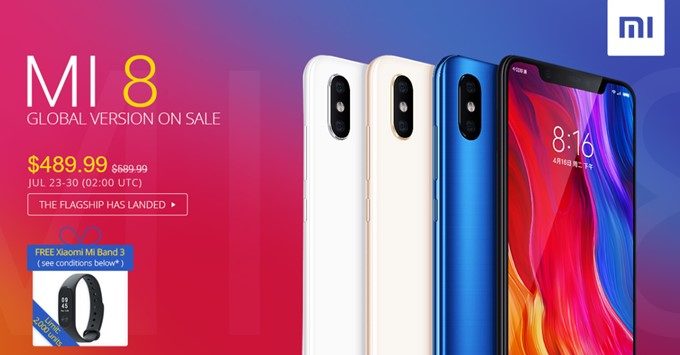 GEARBESTのXiaomi Mi 8初売りキャンペーンが開催!7月30日までは489.99ドル!先着2000名には最新のXiaomi Mi Band 3が無料ギフトとして貰えます!