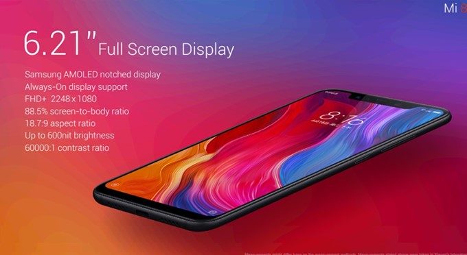 Xiaomi Mi 8は切り欠けディスプレイを搭載しました。