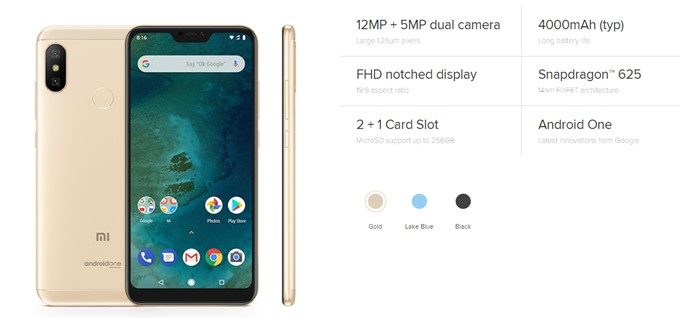 Xiaomi Mi A2 Liteのスペック
