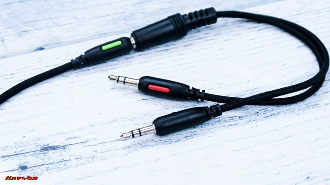 ONIKUMAゲーミングヘッドセットK5はヘッドホンとマイクが分かれた3極プラグアタッチメントも付属