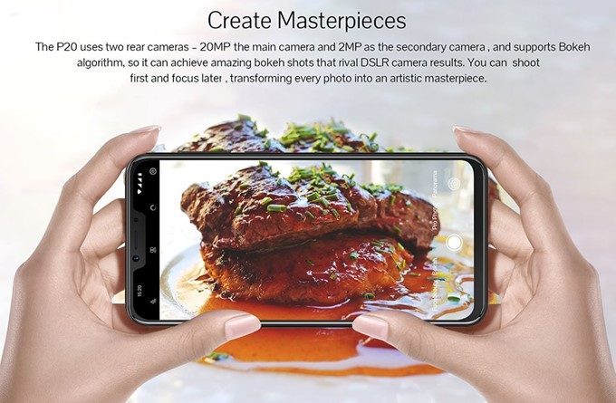 CUBOT P20はデュアルカメラを搭載。背景のボケ味撮影にも対応しています。