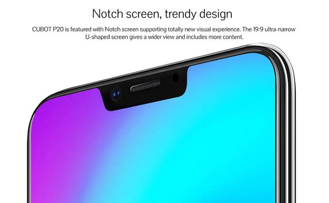 CUBOT P20のディスプレイは流行りの切り欠けタイプ！