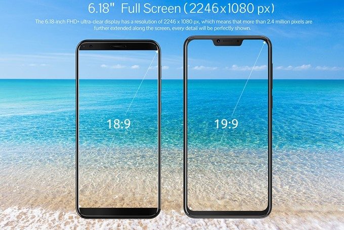 CUBOT P20のディスプレイは縦長ディスプレイなので大画面でも持ちやすいことが魅力的です。