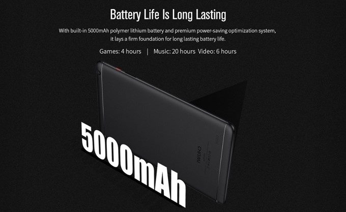 CHUWI Hi9 Proは5000mAhｎ大容量バッテリーを搭載していますが、バッテリー持ちはそれほど良くありません。屋外で長時間利用する場合はモバイルバッテリーを持っていったほうが良いです。