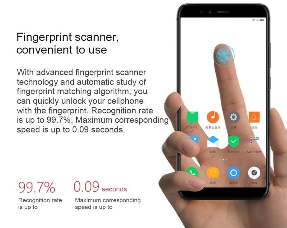 Lenovo S5の指紋認証機能は超高性能。0.09秒でロック解除出来るほか、独自のアルゴリズムで自動学習を行い失敗率が非常に低いです。