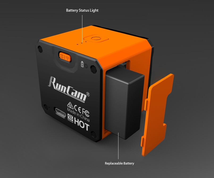 RunCam 3Sはバッテリーを取り外すことが可能です。
