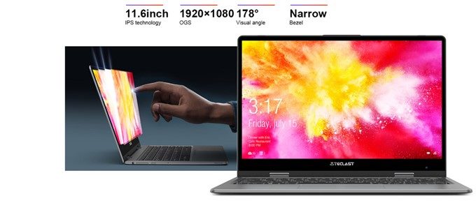 Teclast F5のディスプレイは高解像度なFHDを搭載OGS/IPSで非常に美しい表示が可能となっています。