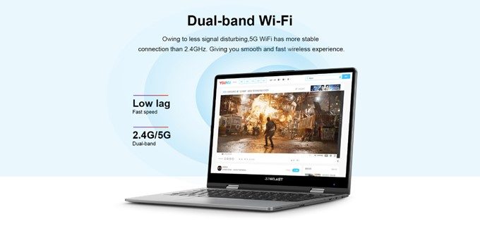 Teclast F5は2.4GHz帯以外に5GHz帯にも対応しています。