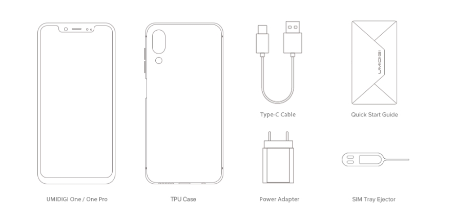 ［UMIDIGI One］と［UMIDIGI One Pro］の付属品