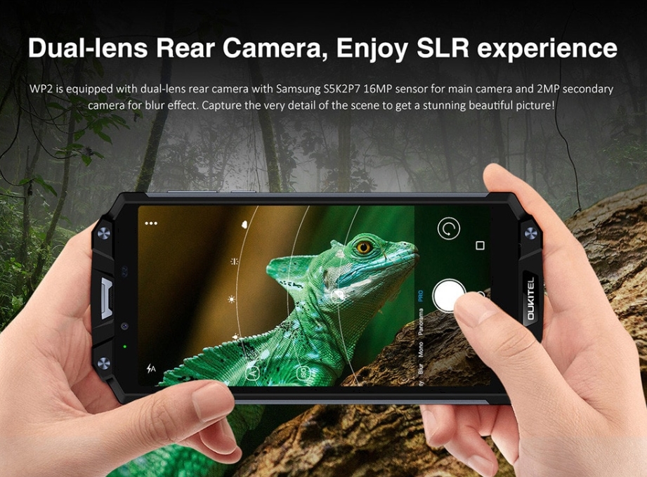 OUKITEL WP2はSamsungセンサー搭載のデュアルカメラを搭載しています。