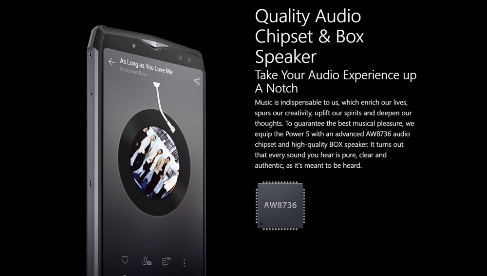 Ulefone Power 5は独立するオーディオチップの搭載やBOXスピーカーを採用することで音質にもコダワリをもって制作されています。