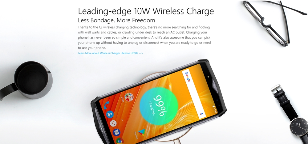 Ulefone Power 5は10Wのワイヤレス充電に対応しています。