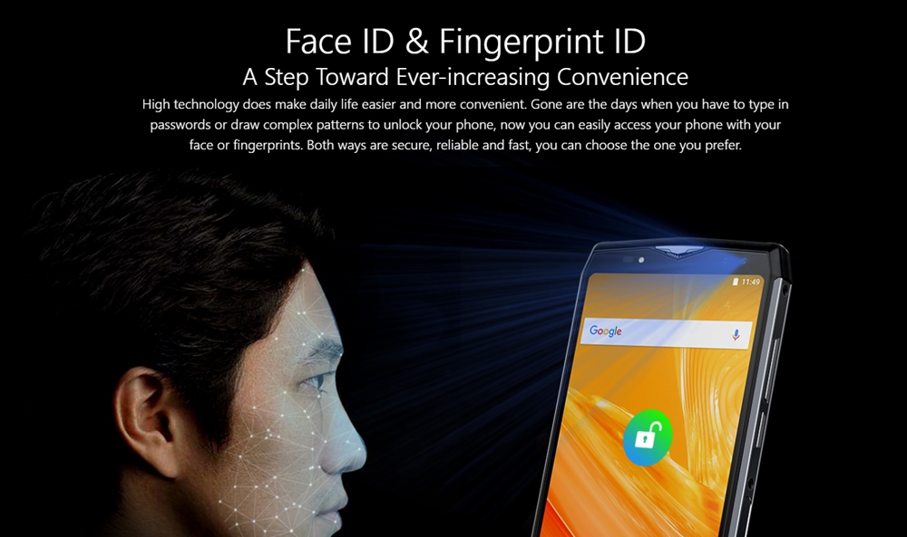 Ulefone Power 5は顔認証に対応しています。