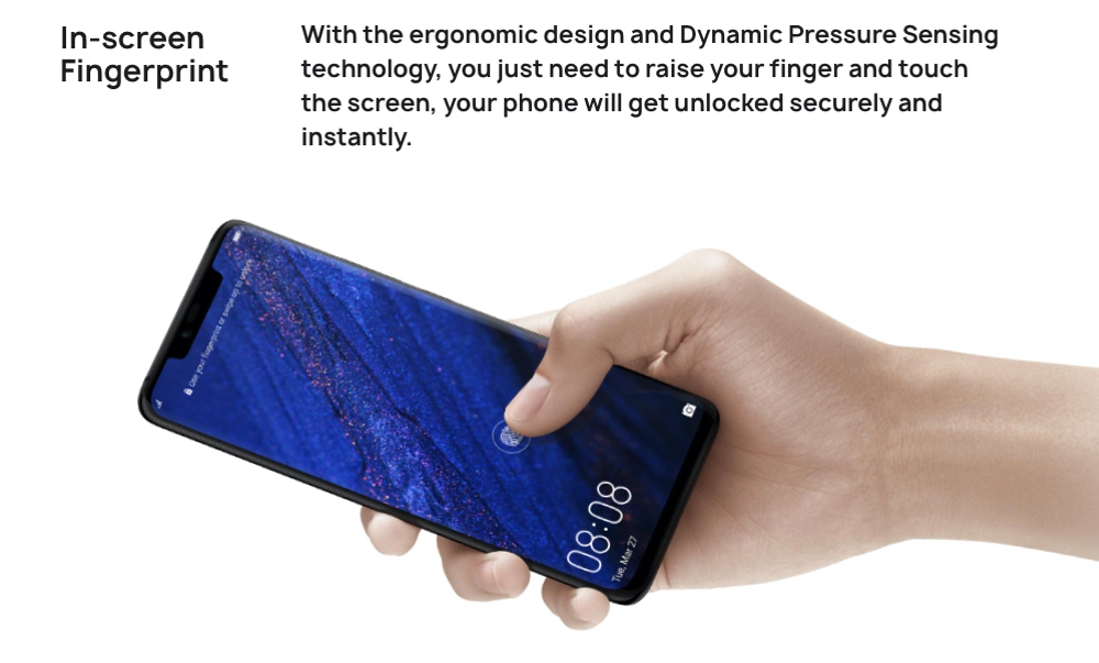 HUAWEI Mate 20 Proは画面内に指紋認証ユニットを搭載