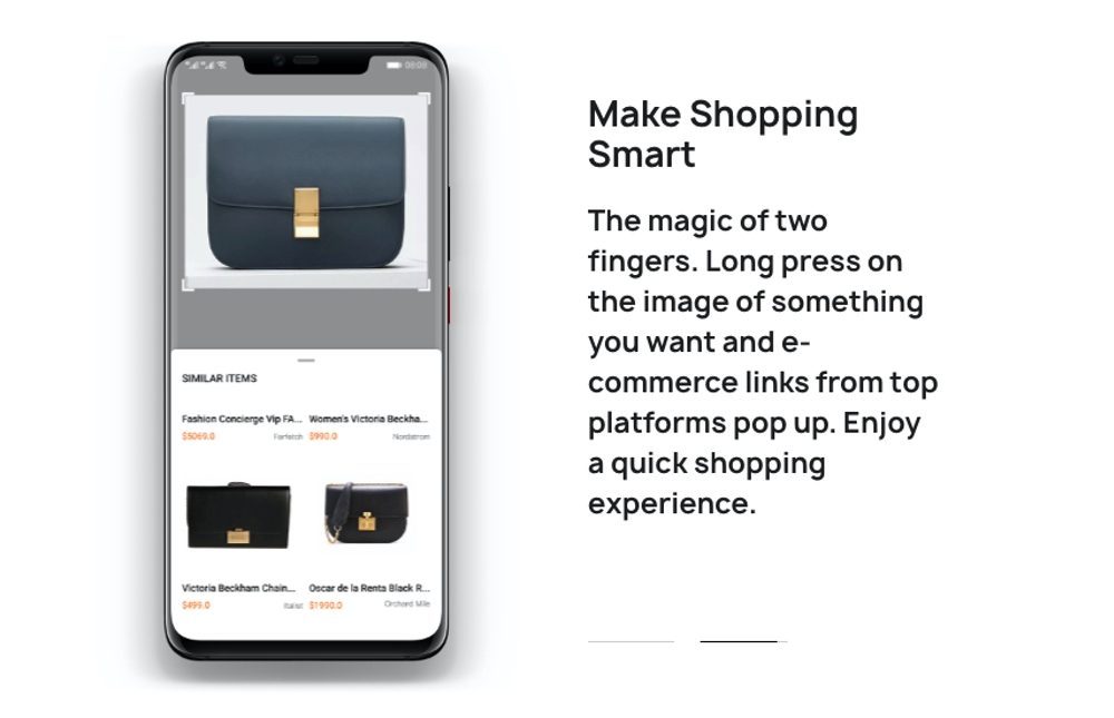 HUAWEI Mate 20 Proはカメラを通して写る被写体の物の購入先をピックアップしてくれる