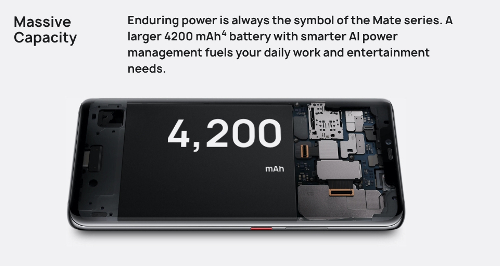 HUAWEI Mate 20 Proは4200mAhのバッテリーを搭載