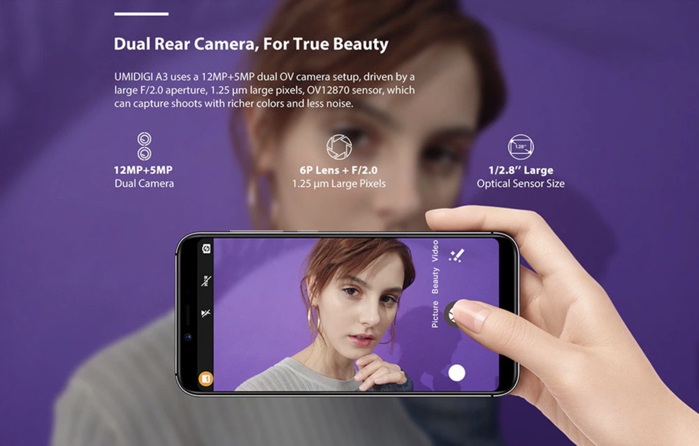 UMIDIGI A3はデュアルカメラを搭載しているが似非の可能性が高い。