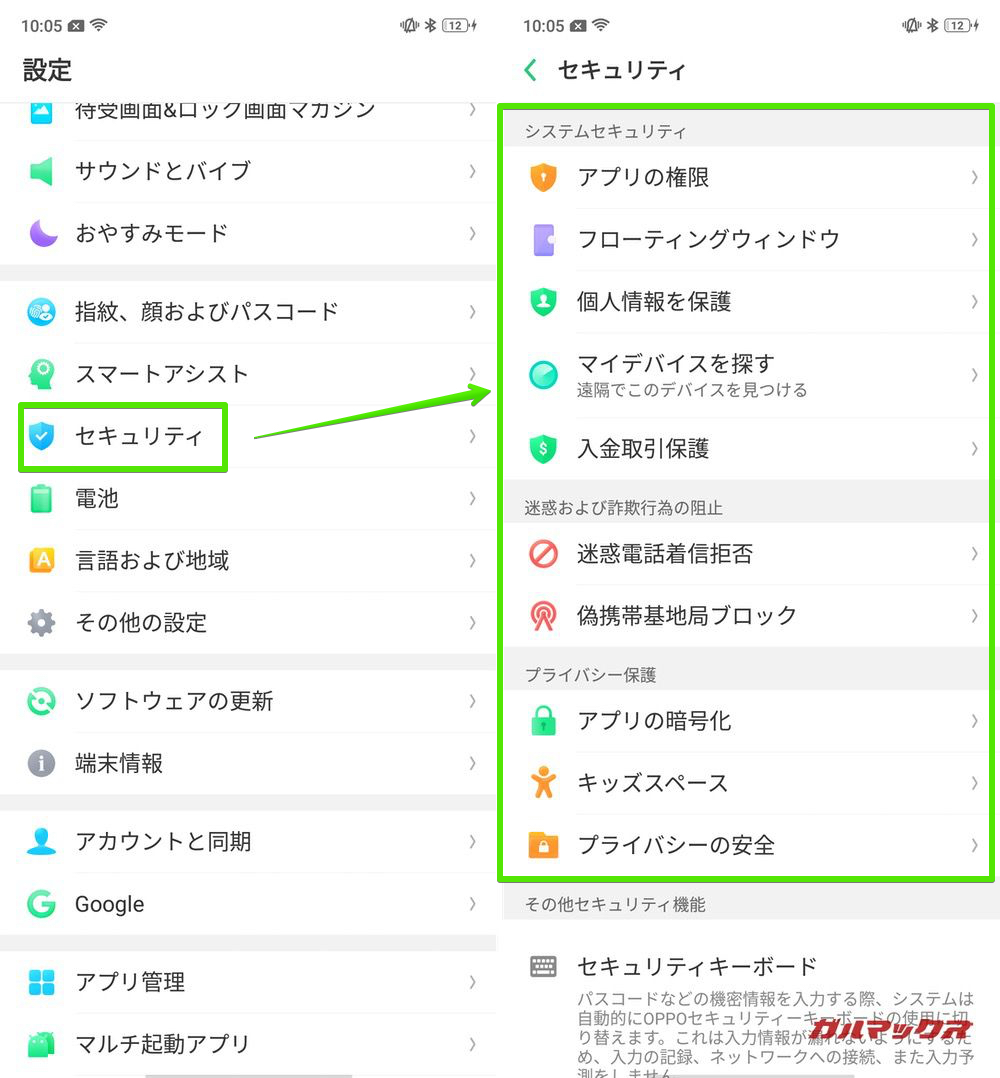 OPPO R17 Neoはセキュリティー機能も充実している。