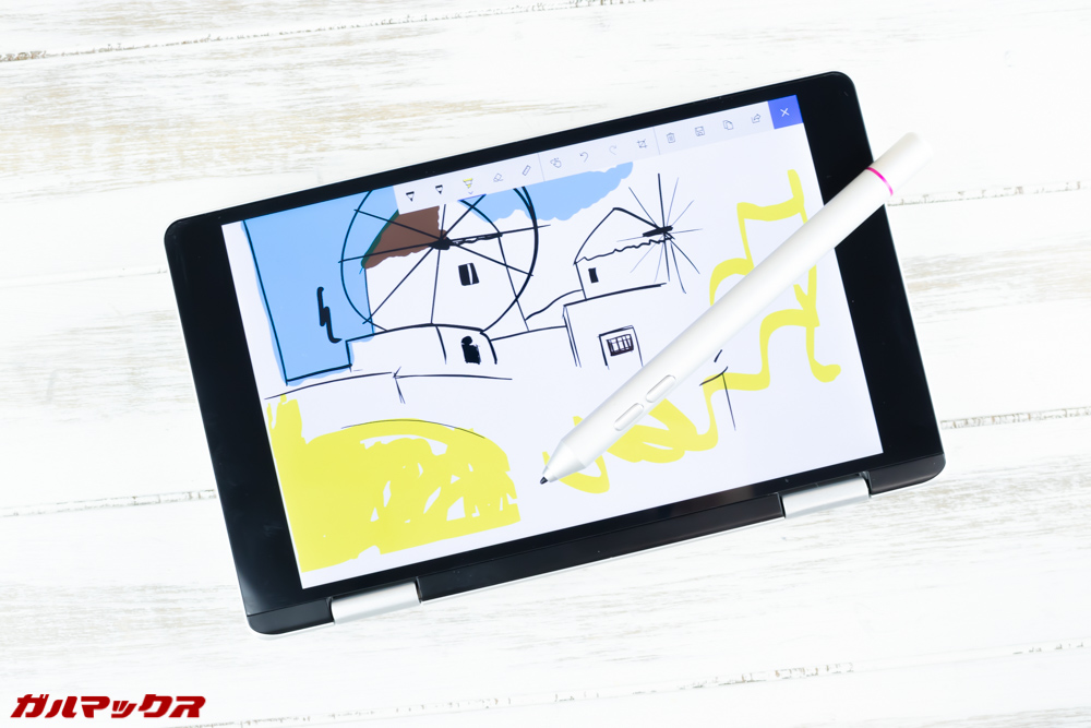 One Mix 2Sのスタイラスペンの入力は非常に滑らか。