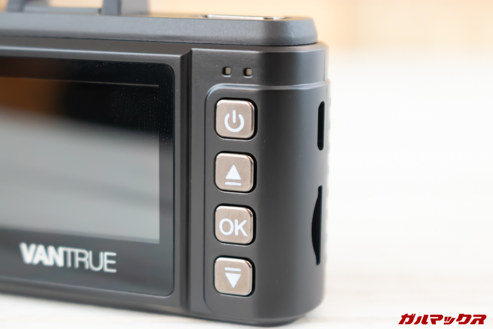 VANTRUE N1 Proの操作は4つの物理ボタンで行います。