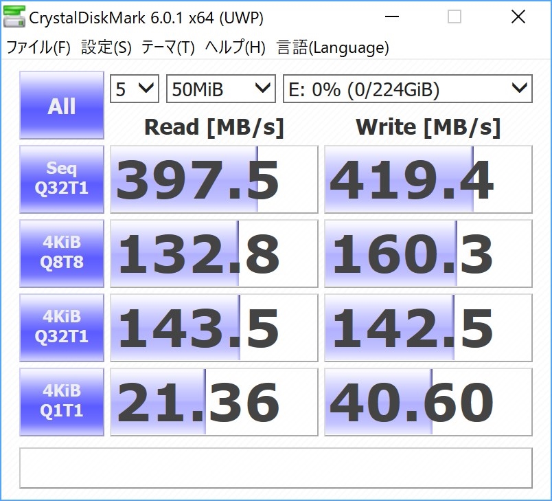 ELECOMの外付けSSD（ESD-EC0240GBK）の通信速度は理論値に近い速度が出て満足です。
