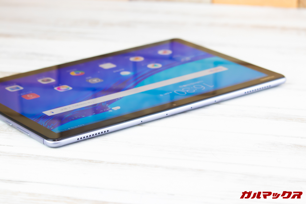 Huawei MediaPad M5 liteのスピーカーは上下に計4っつのスピーカーが搭載されています。