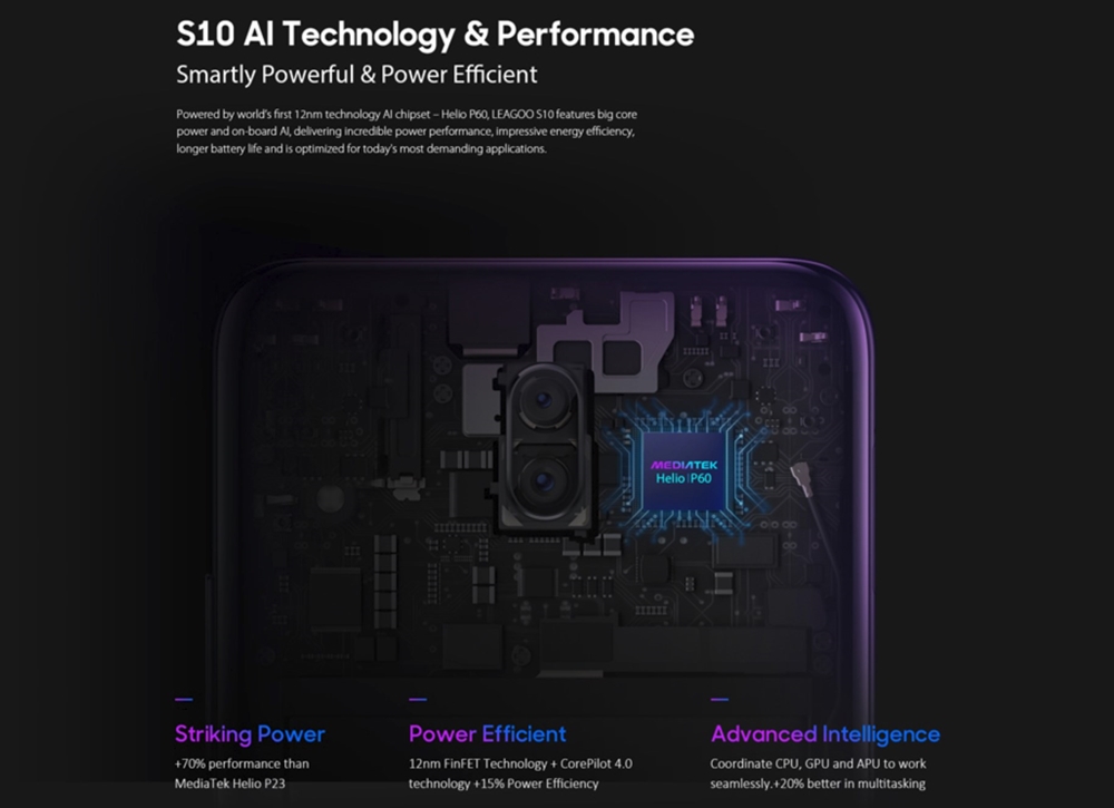 LEAGOO S10はHelio P60を搭載しています。