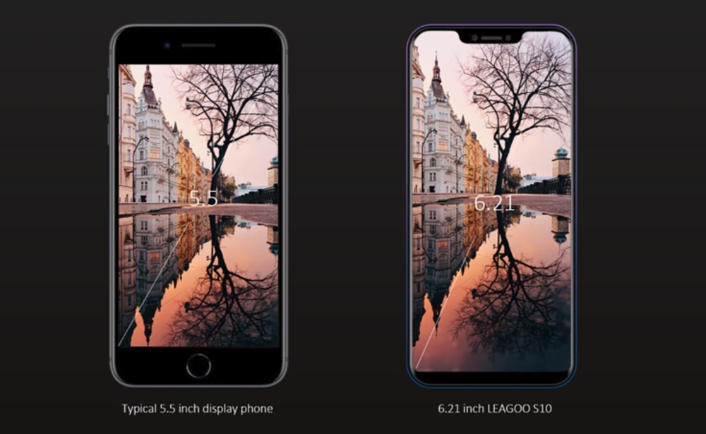 LEAGOO S10は大型ディスプレイを搭載していますが、縦に長く横幅がスリムな形状なので大画面でありながら持ちやすいです。