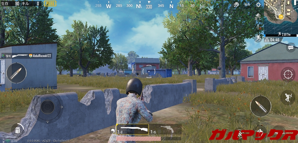 Huawei Mate 20 liteでPUBGを最大限に不可を下げてプレイすると全体的に快適レベルで操作出来ますが、描画の多い場所やプレイヤーが複数集まる場所では稀にカクツキを起こします。