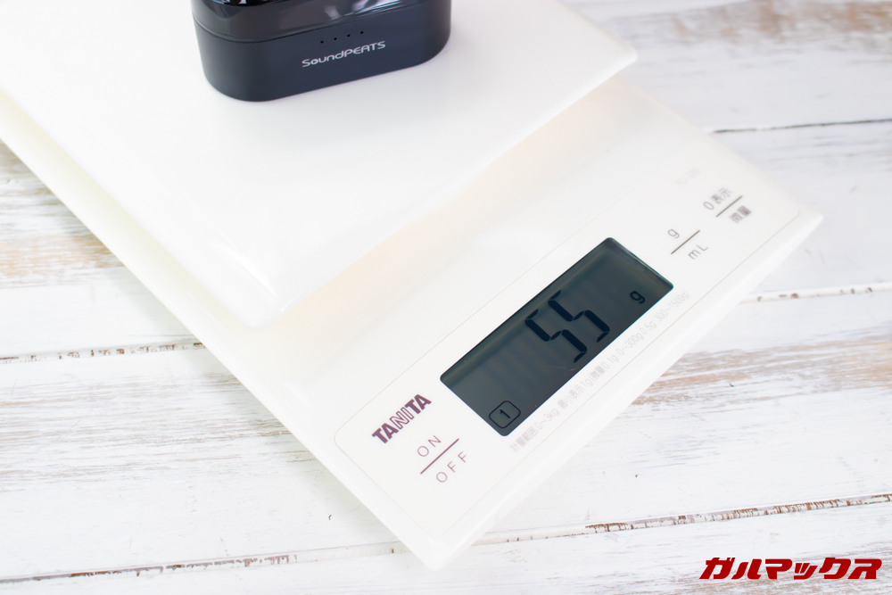 SoundPEAT Truengineのケース単体重量は55gでした。
