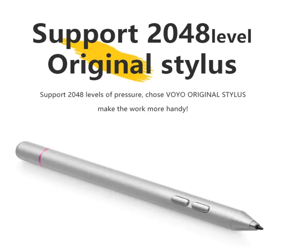VOYO VBook i7 Plusの専用スタイラスペンは2048段階の感圧タイプとなっています。