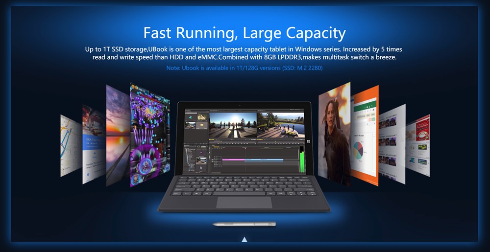 CHUWI Ubookは標準の128GB以外に大容量な1TBモデルも選択可能！どちらもSSDです！