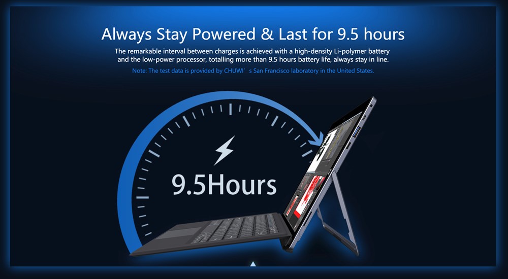CHUWI Ubookは最長9.5時間の連続駆動時間を実現！