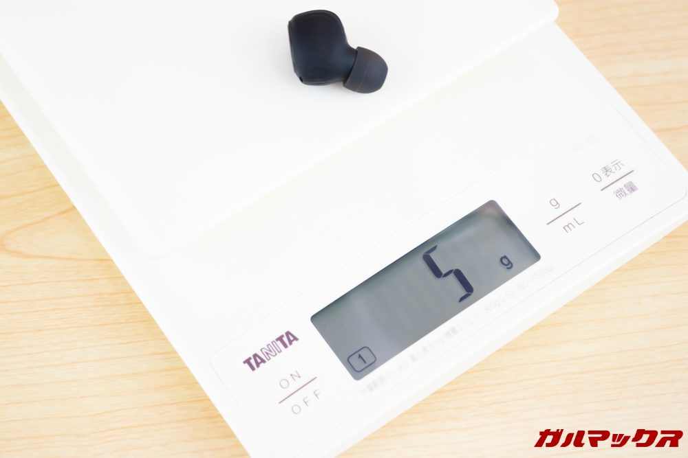 Fozento FT16の重量は片側5gで両方合わせて10gです。