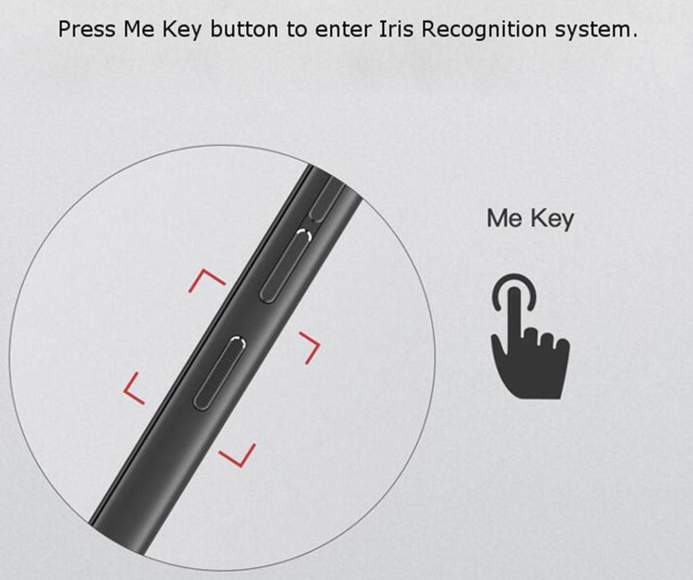 GOME U7の虹彩認証は端末側面のMy Keyを押すことで利用可能となります。